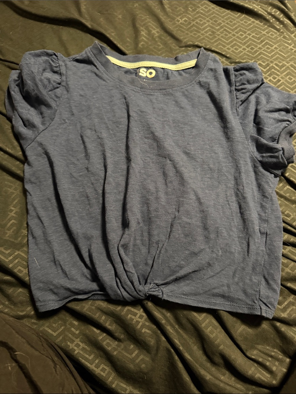 SO Navy Short-Sleeve Tee with Front Twist